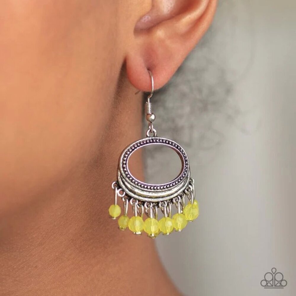 Paparazzi Jewelry Accessories - Happy Days - Yellow Earrings - Vintage